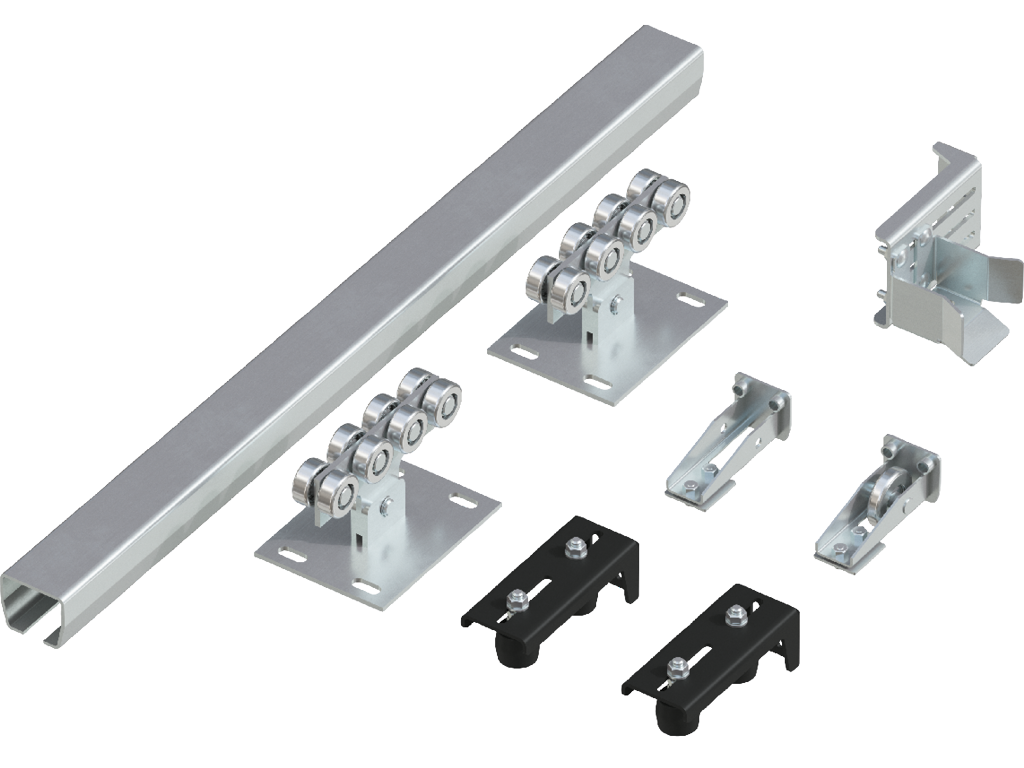 Система роликов и направляющих для балки х/к 60 х 55 х 3, L = 6 000 мм